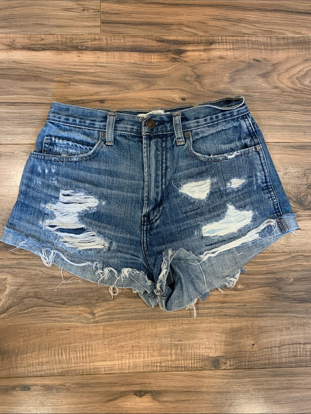 Women's Abercrombie & Fitch Distressed Cut Off Denim Jean Shorts Size 0 25